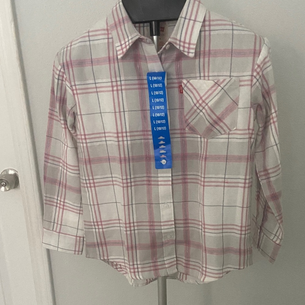 Levi's Kids Plaid Shirt - Pink and White